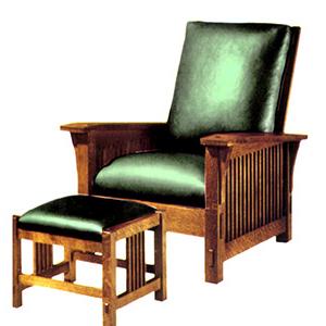 Spindle Arm Morris Chair & Footstool in Leather